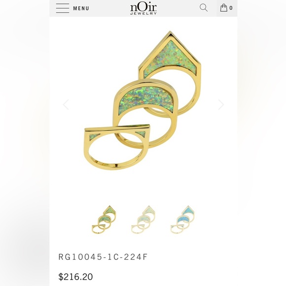 sz 6 Opal Stacking Rings, $216 Retail 18k Gold Plated - Picture 1 of 2